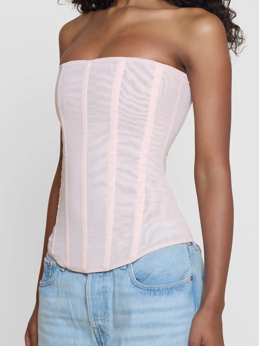 Leau Muse Mesh Corset Top - Pink